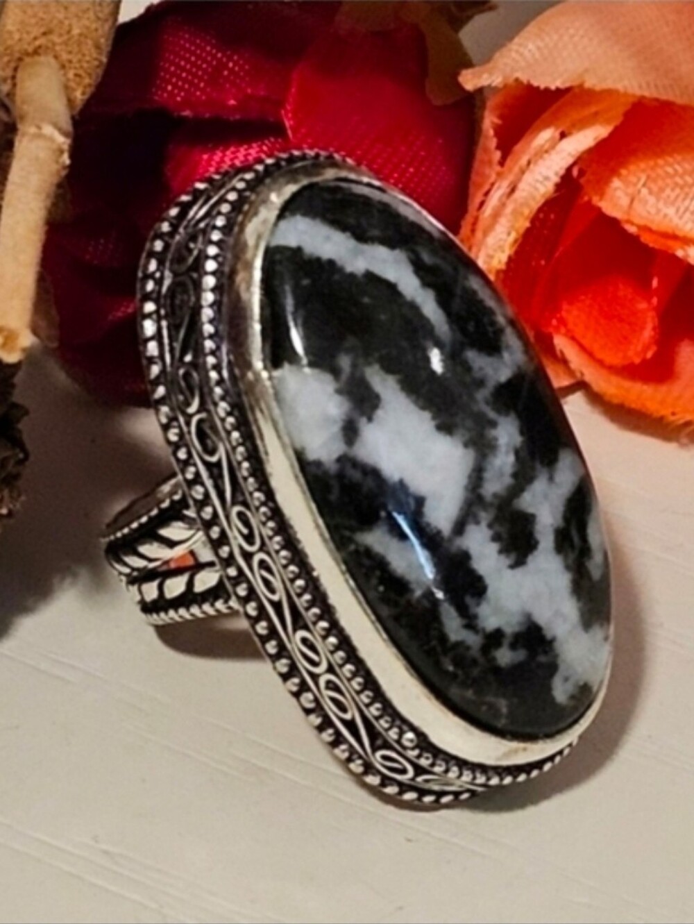 White Buffalo Turquoise Ring